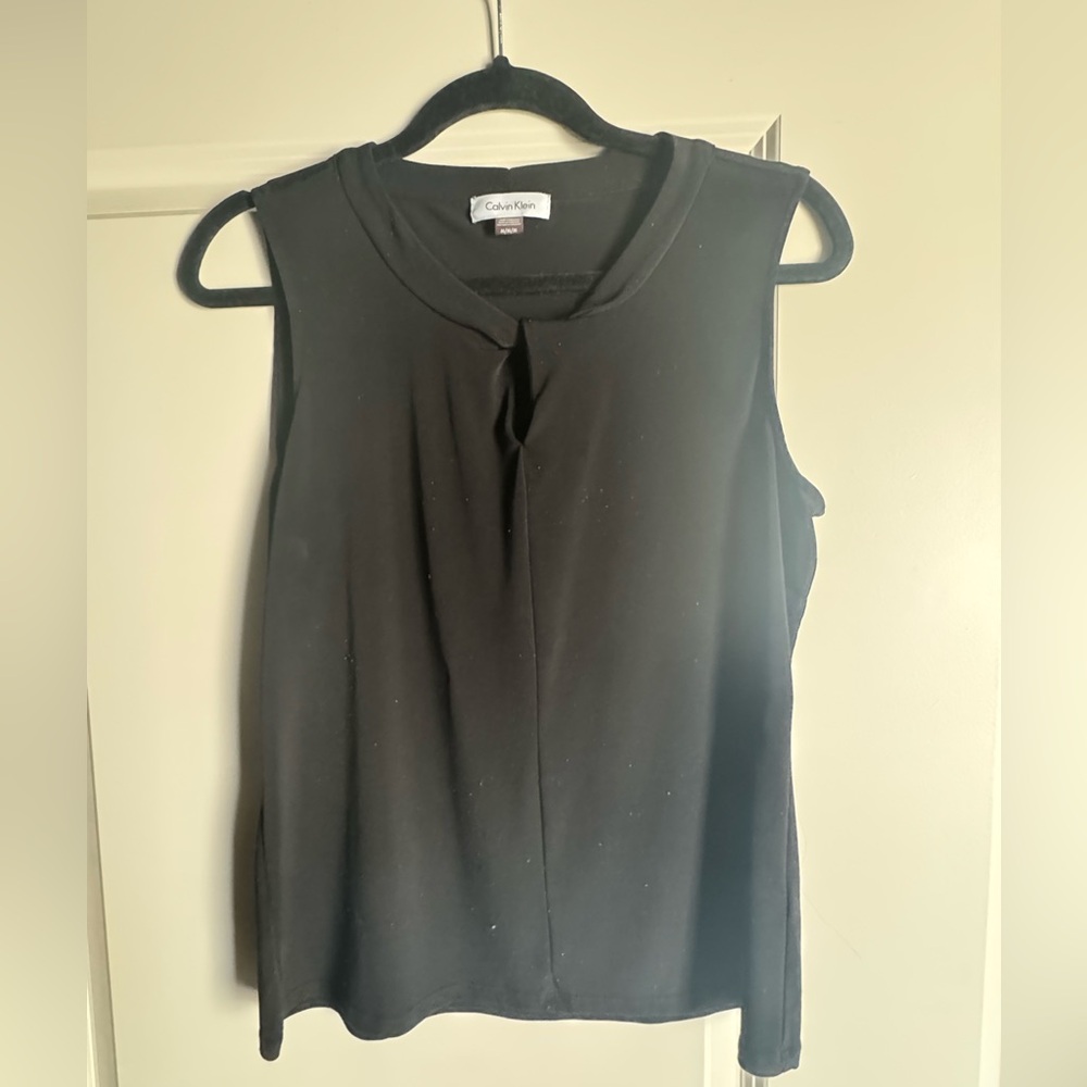 Calvin Klein Women’s Black Sleeveless Blouse - Business Casual, Size Medium